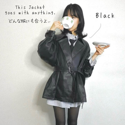 前向きなveganレザージャケット